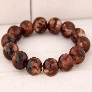 Glass beads simple style bracelet-brown