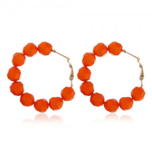 New Arrival!!  Acrylic Balls Bold Hoop Earrings - Orange