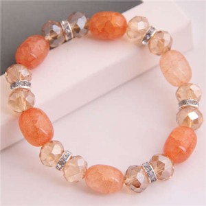 Artificial Turquoise and Crystal Mixed Style Women Costume Bracelet - Orange