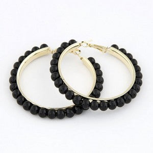 Star fashion black pearl hoop earrings