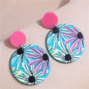 Abstract Flower Bold Style Women Dangle Earrings